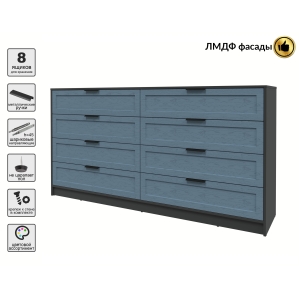 Kомод Тренд КТ-К197 (Антрацит ЛДСП/ Дуб лазурный ЛМДФ) Ш1965 В1020 Г451 Kомод Тренд КТ-К197 (Антрацит ЛДСП/ Дуб лазурный ЛМДФ) Ш1965 В1020 Г451